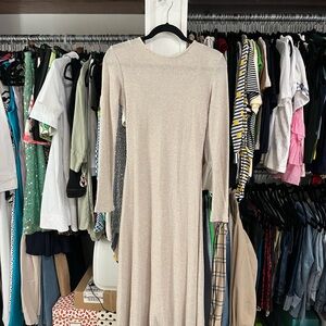 Elegant Cream Long Sleeve Dress